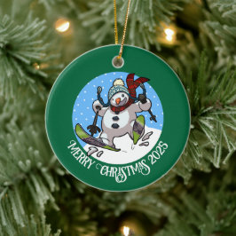 Lägg till årets Tecknad i Snögubbe God jul Julgransprydnad Keramik
