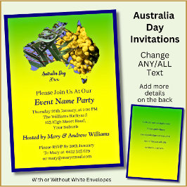 Lägg till årstext, Wattle Gum Löv Australien Day P Inbjudningar