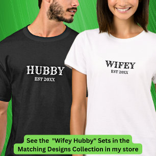 Lägg till årstidsändringstext, hubby Wifey Par T Shirt