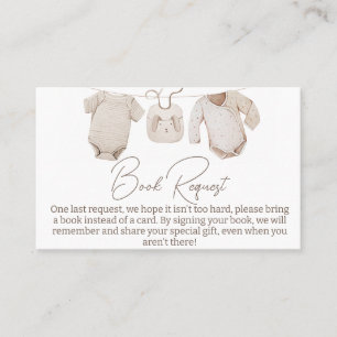 Lägg till Beige Barnkläder Baby Shower Bok-begäran Visitkort