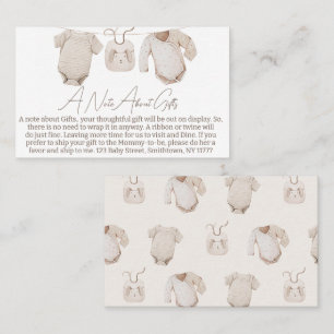 Lägg till "Beige Barnkläders Baby Shower Giwer Not Visitkort