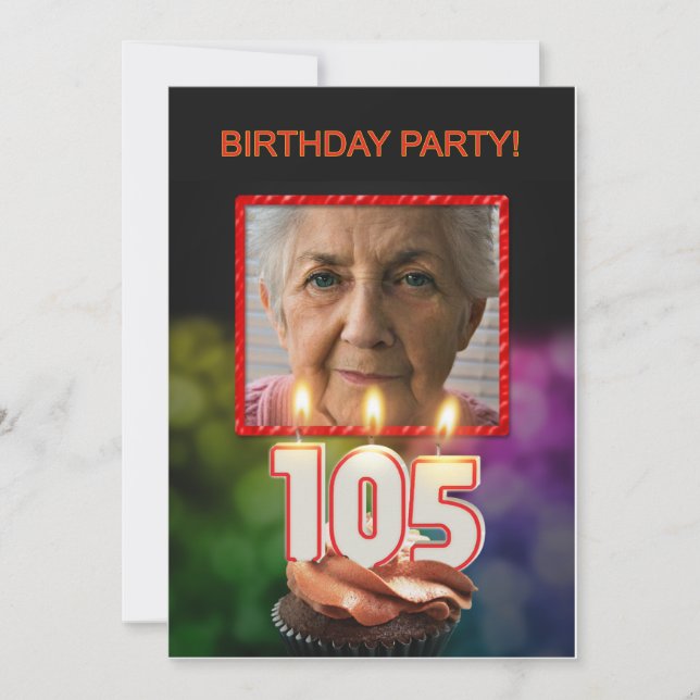 Lägg till bild, 105:e Födelsedagsfest inbjudan (Framsida)