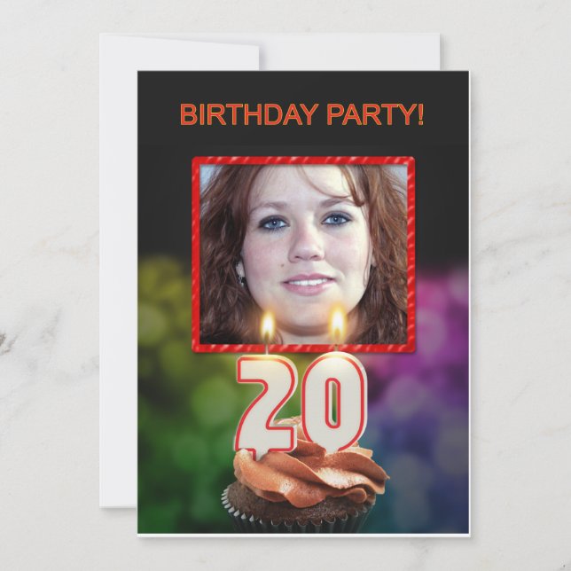 Lägg till bild, 20:e Födelsedagsfest inbjudan (Framsida)