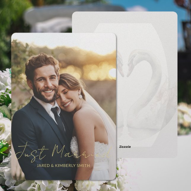 Lägg till bild Bröllop-meddelandekort Julkort (Add Photo Wedding Announcement Card (front and back))
