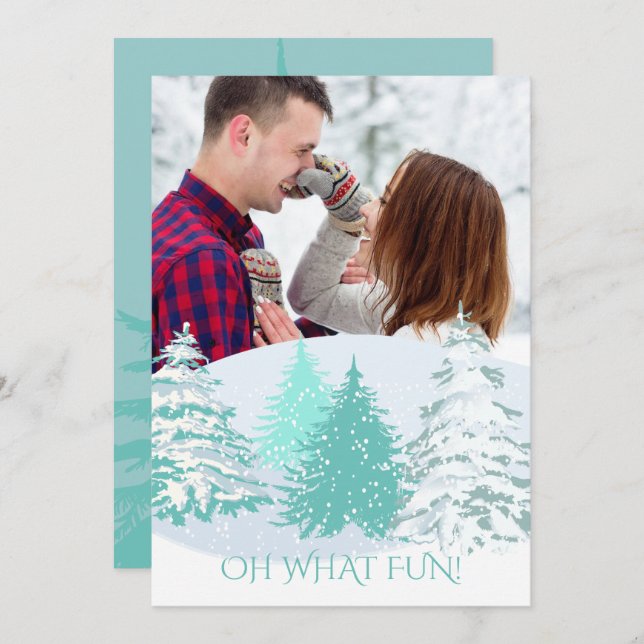 LÄGG TILL BILD - FÖRÄNDRA FÄRG JULGRANAR INBJUDNINGAR (Fram/baksida)