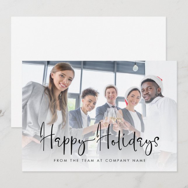 Lägg till bild Glad helg-skript för Business Logot Julkort (Fram/baksida)