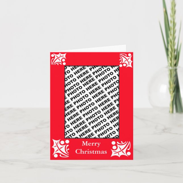 Lägg till bild God jul Card Red Löv Helgkort (Framsida)