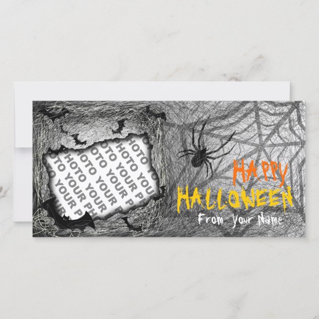 Lägg till bild Halloween-fotokort Fladdermus Spide Julkort (Framsida)