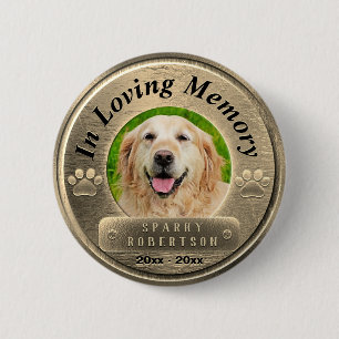 lägg till bild Hund Memorial i Guld Knapp