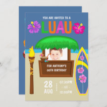 Lägg till bild inbjudan till Kids Hawaiian Luau Pa