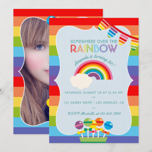 Lägg till bild inbjudan till Rainbow Candy Födelse