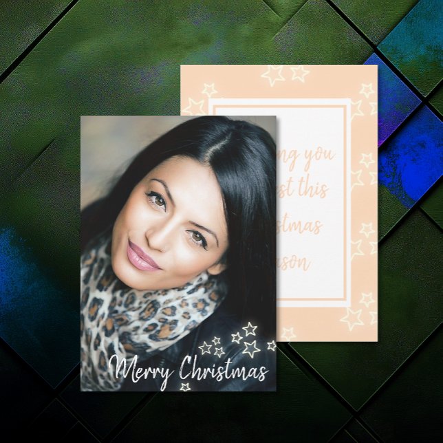 Lägg till bild Modern Chic God jul-kort Kort (Add Photo Modern Chic Merry Christmas Cards (front and back))