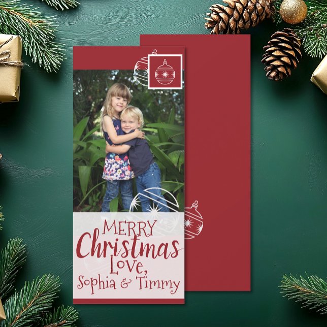 Lägg till bild Modern Ornament God jul Kort (Add Photo Modern Ornament Merry Christmas Card (front and back))