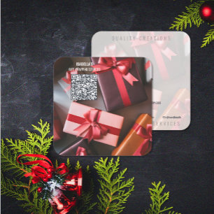 Lägg till bild QR-kod för jul Fyrkantigt Visitkort