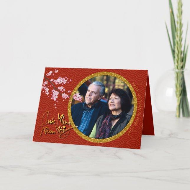 Lägg till bild Tet Hoa Anh Dao Vietnamesisk nyårsk Helgkort (Framsida)