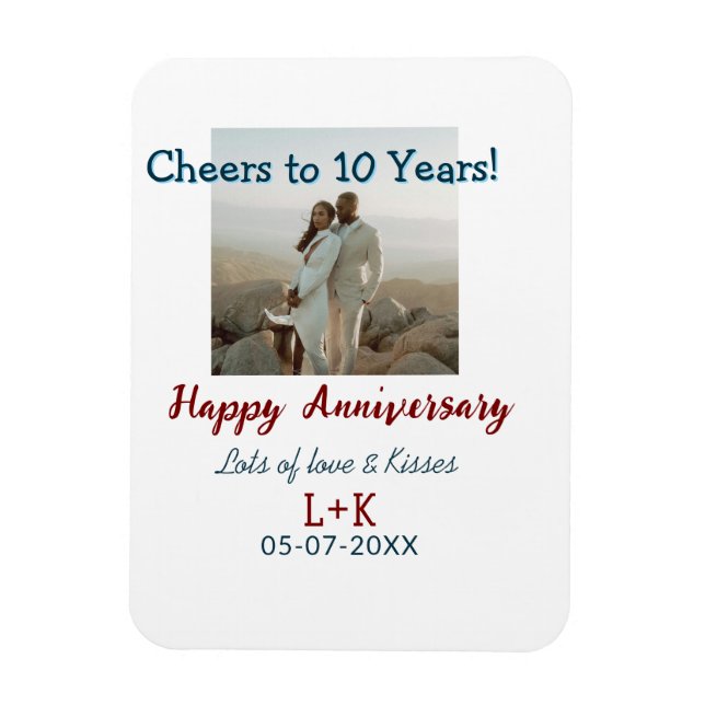 Lägg till bild uppgifter om Cheers till 10 års lyc Magnet (Vertikal)