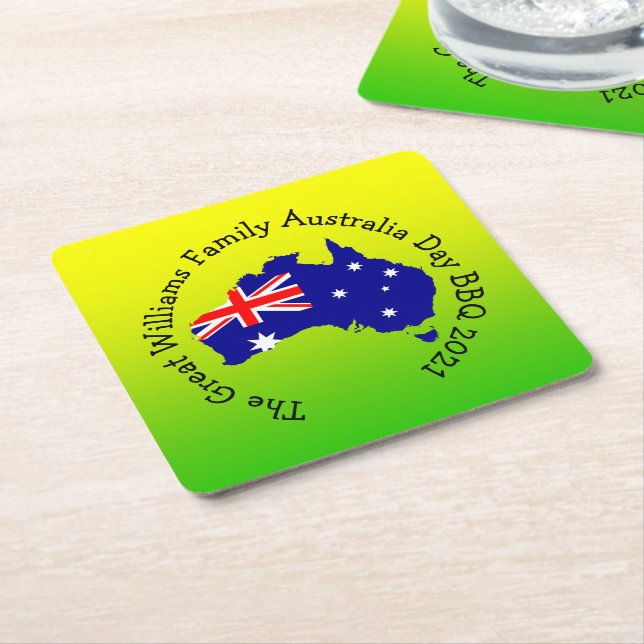 Lägg till BQ för Namn-årsdag Underlägg Papper Kvadrat (Vinklad)