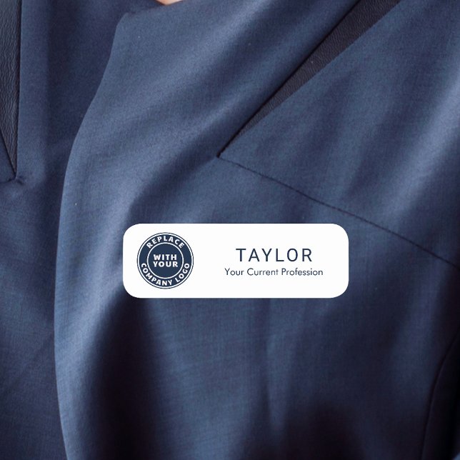 Lägg till Business Logotyp Company Employees Confe Namnbricka (Business Logo Modern Minimalist Company Employees Name Tag)