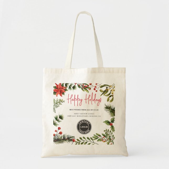 Lägg till Business Logotyp Company - Julmedarbetar Tygkasse (Framsidan)