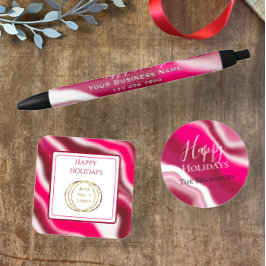 Lägg till Business Logotyp Lycklig Helgdag Red Can Fyrkantigt Klistermärke