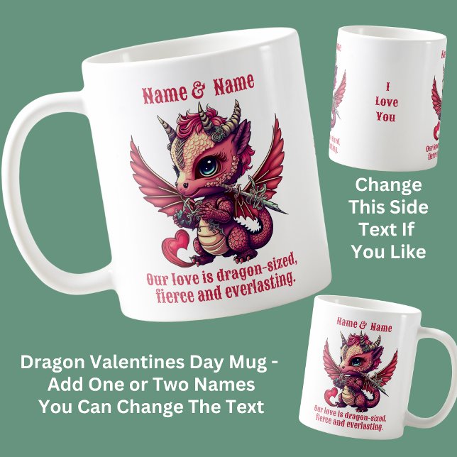 Lägg till citat från Namn, Röda draken Valentines  Kaffemugg (Skapare uppladdad)