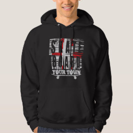 Lägg till City Town Skateboard Distress White på B Hoodie