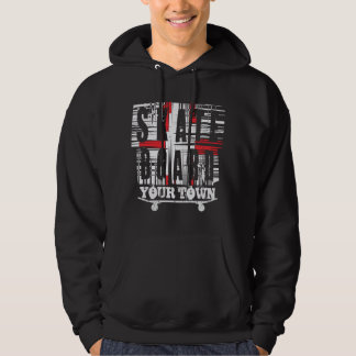 Lägg till City Town Skateboard Distress White på B Hoodie