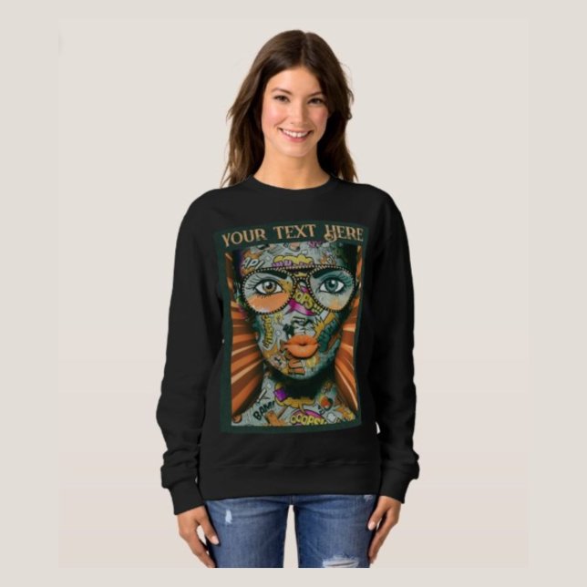 Lägg till Coolans konstnärliga gatukonst Woman ans T Shirt (Street art sweatshirts Black for her)
