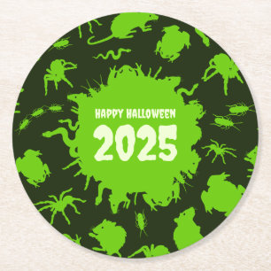 Lägg till Creepy Crawlies för Grönten Året Happy h Underlägg Papper Rund