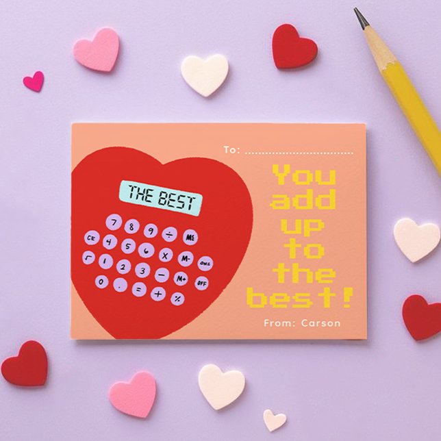 Lägg till den bästa Alla hjärtans dag i klassrumme Anteckningskort (You Add Up To The Best Classroom Valentine's Day Note Card)