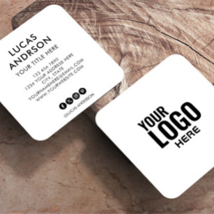 Lägg till den vita squ-professionellen för logotyp fyrkantigt visitkort