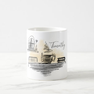 Lägg till dig Namn Kaffe Side Teckning Kaffemugg