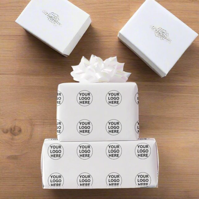 Lägg till din affärs-Logotyp l kampanjskyddad vit Presentpapper (Skapare uppladdad)