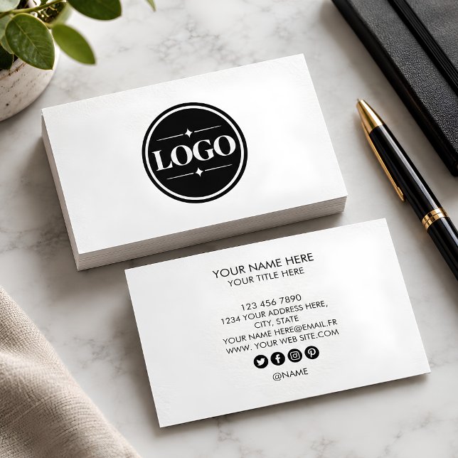 Lägg till din anpassade logotyp cirkel professione visitkort (Skapare uppladdad)