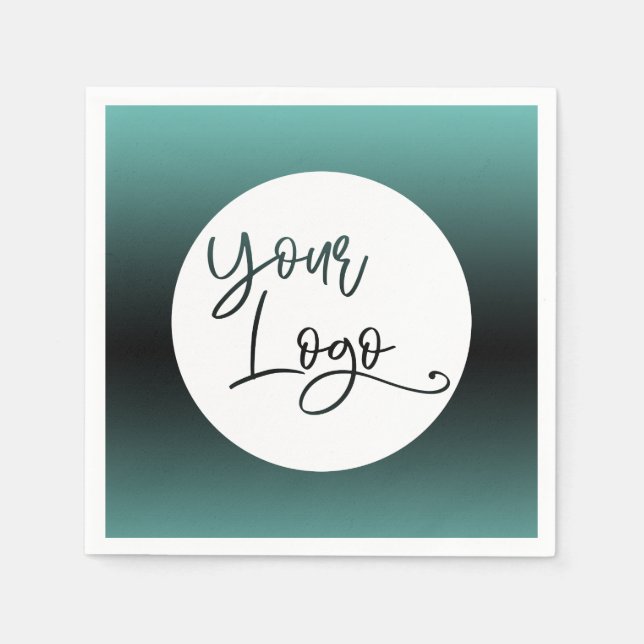 Lägg till din Anpassningsbar Logotyp Light Teal an Pappersservett (Framsidan)