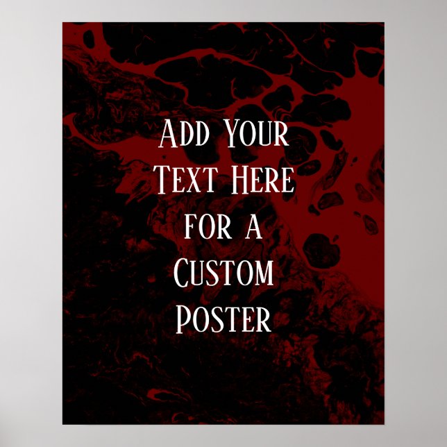 Lägg till din Anpassningsbar Text Black & Burgundy Poster (Framsidan)