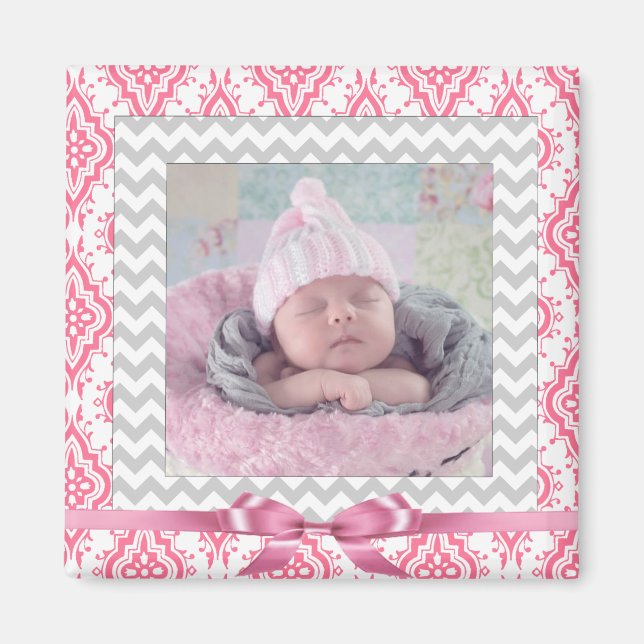 Lägg till din babys foto på denna magnet (Framsidan)