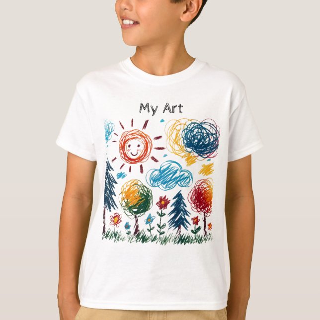 Lägg till din Barn-teckning till den här T Shirt (Framsida)