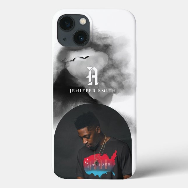 Lägg till din besökta fotosvarta vattenfärg i mono (Baksida)