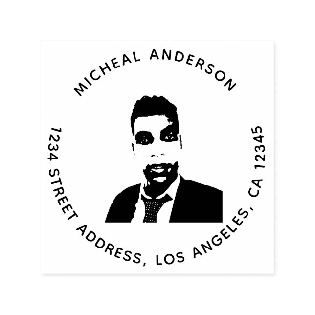 Lägg till din bild eller Logotyp Adress Round-Anpa Självfärgande Stämpel (Design)