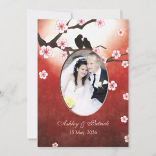 Lägg till din Blommar för fotokörsbär Sakura Love Inbjudningar