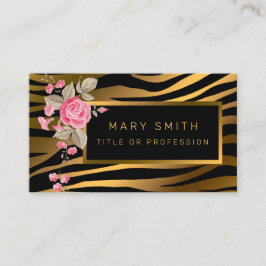 Lägg till din Blommigt i lyxmodern tiger Visitkort