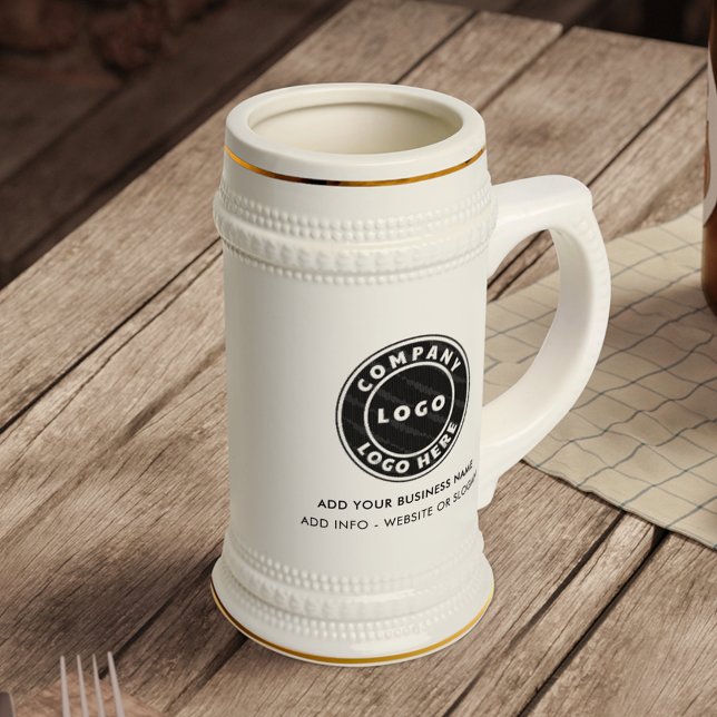 Lägg till din Business Logotyp och webbplatsens Sl Sejdel (Add Your Business Logo and Website Slogan Custom Beer Stein)