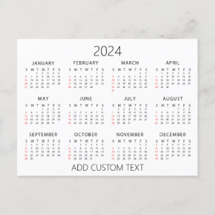 lägg till din egen anpassade text 2024 Kalender Vykort