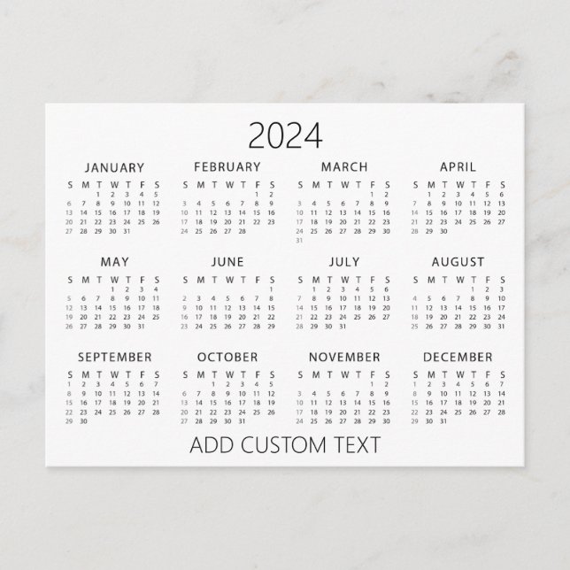lägg till din egen anpassade text 2024 Kalender   Vykort (Framsida)