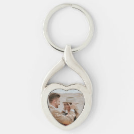 Lägg till din egen Anpassningsbar-fotomatkedja Twisted Heart Silverfärgad Nyckelring