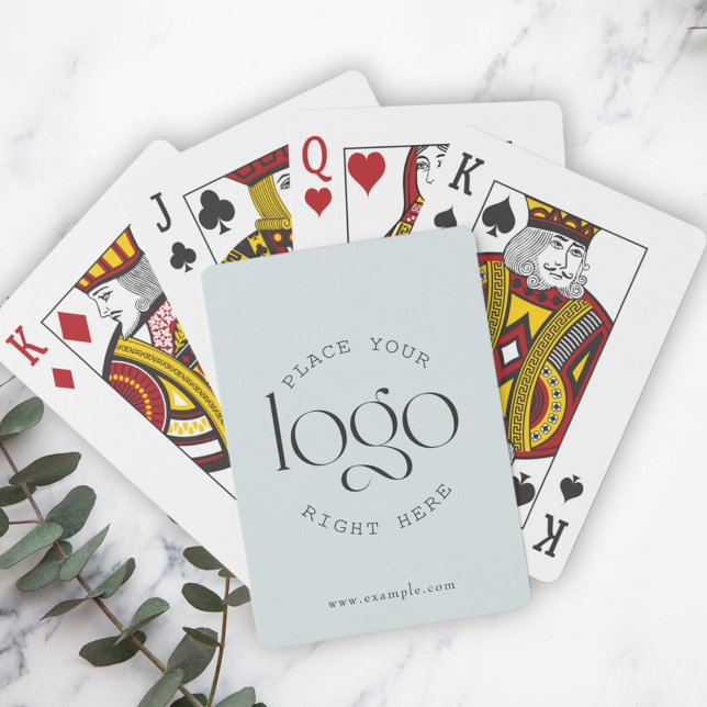 Lägg till din egen Anpassningsbar - Logotyp - ljus Casinokort (elegant light baby blue deck of cards with custom logo)