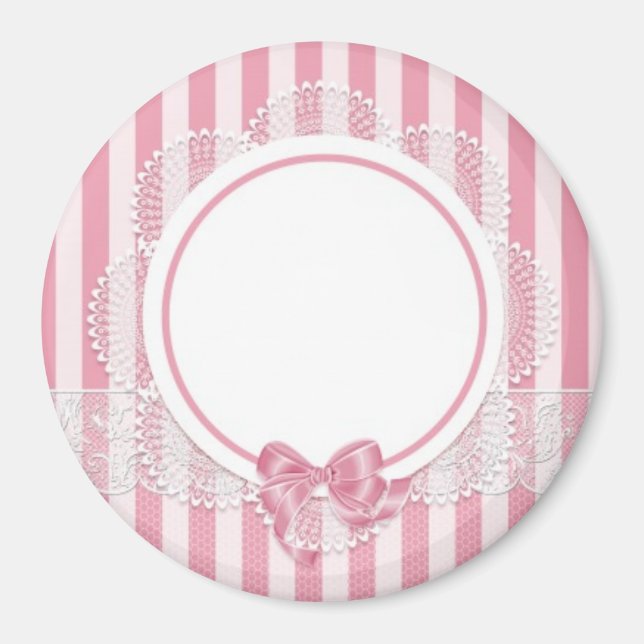 Lägg till din egen Bild eller Rosa Snöre Magnet (Framsidan)