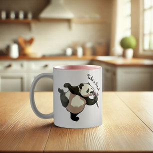 Lägg till din egen Blommar för textutlösning Panda Två-Tonad Mugg
