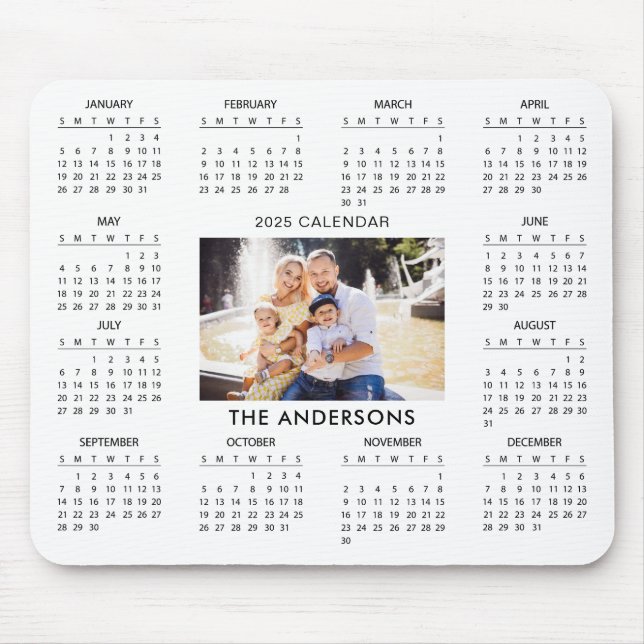 Lägg till din egen familjefoto 2025-kalender | musmatta (Framsidan)